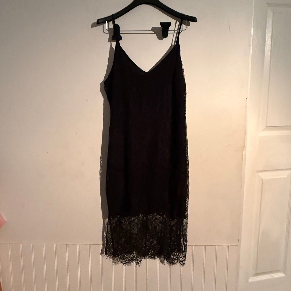 Forever 21 Small Black Lace Grunge Y2K Whimsigoth Coquette Slip Dress NWT‎